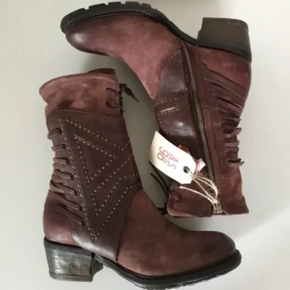 NWT A.S.98 Studded Katarina Boots in Dark Burgundy (38) 8 - Picture 6 of 8